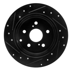 Lexus HS250H Brake Rotor (1) - Rear Right - R1 Concepts - Drilled & Slotted - Black - `06-`18